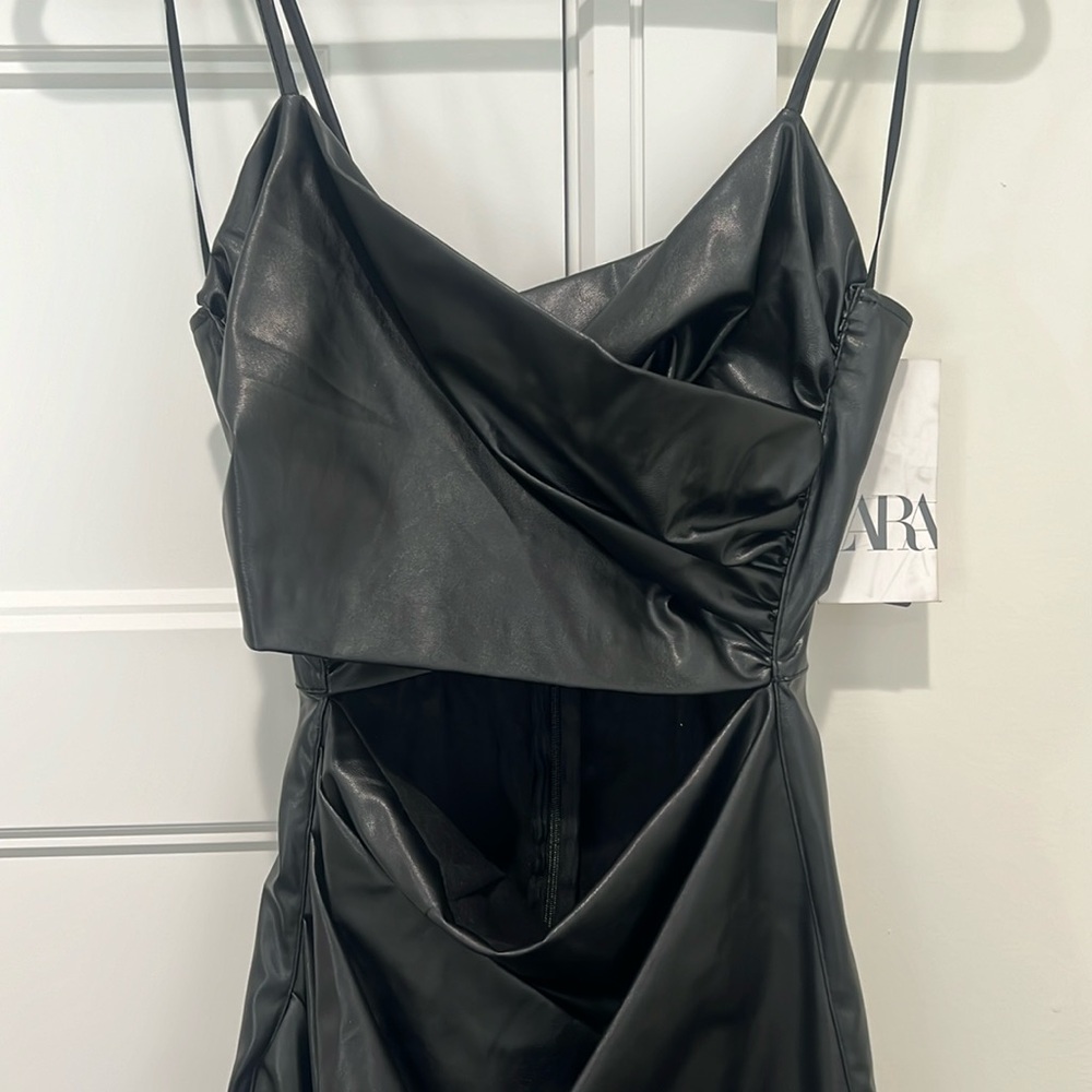 Zara Leather Cutout Mini Dress